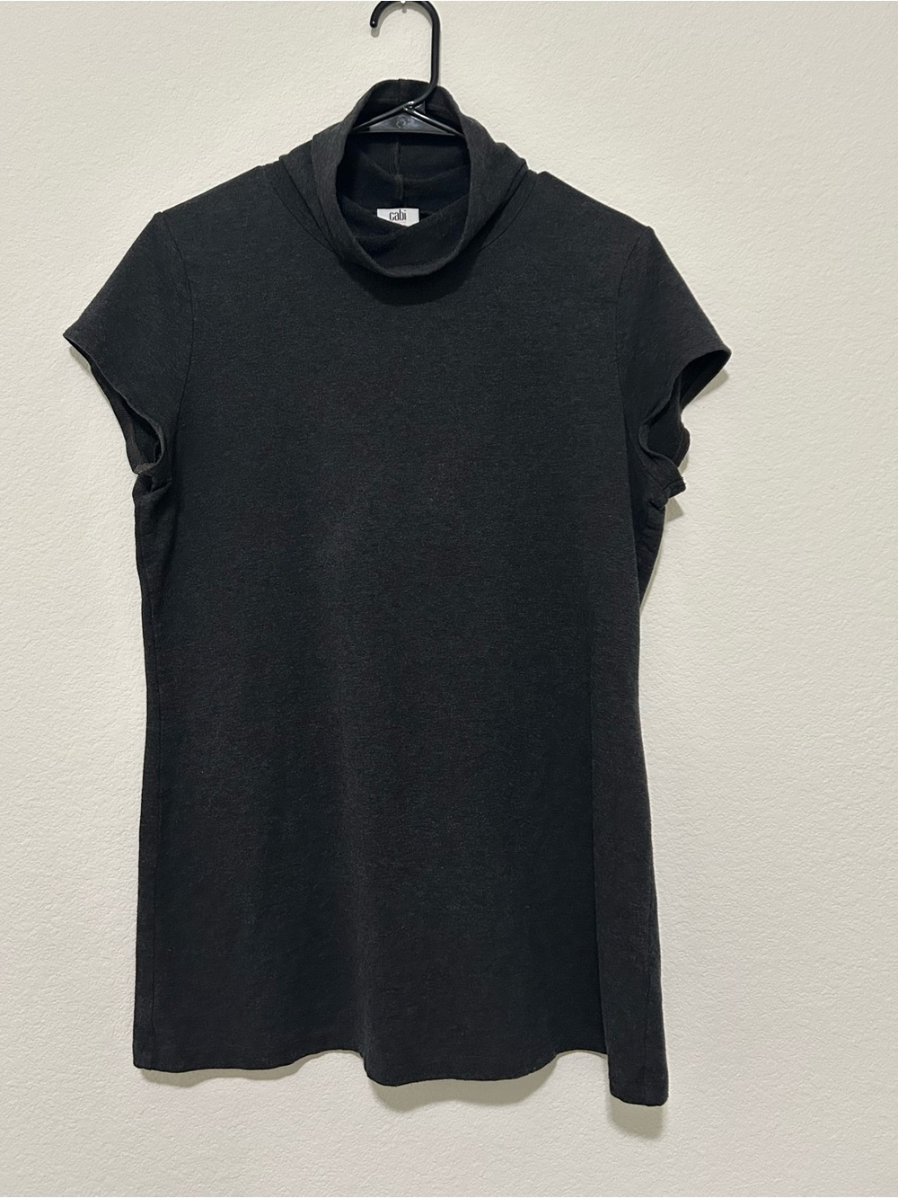 CAbi Dark Grey Short-Sleeve Turtleneck Top